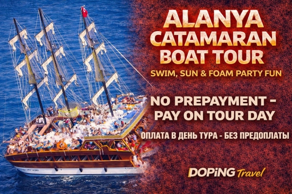 Alanya Catamaran Boat Tour – Swim, Sun & Foam Party Fun