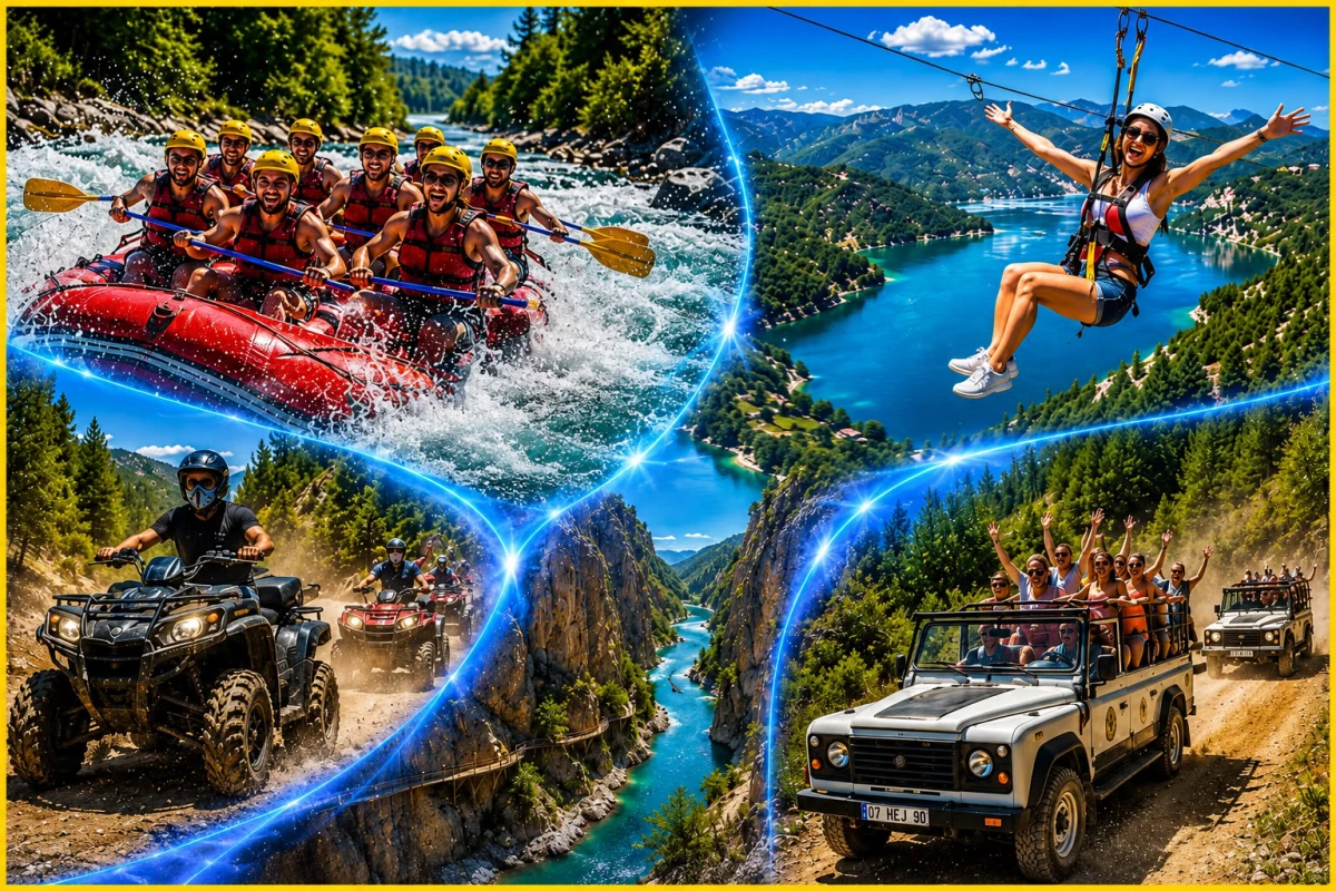 5-in-1 Abenteuer Tour | Quad Safari, Rafting, Zipline, Jeep Safari & Tazı Canyon